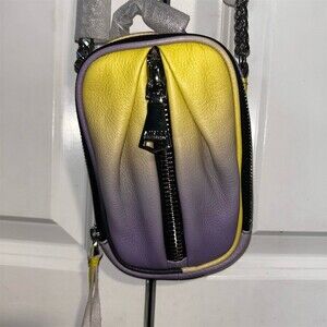 Aimee Kestenberg Phone Bag Womens Mini Crossbody Ombre Purple Yellow Chain